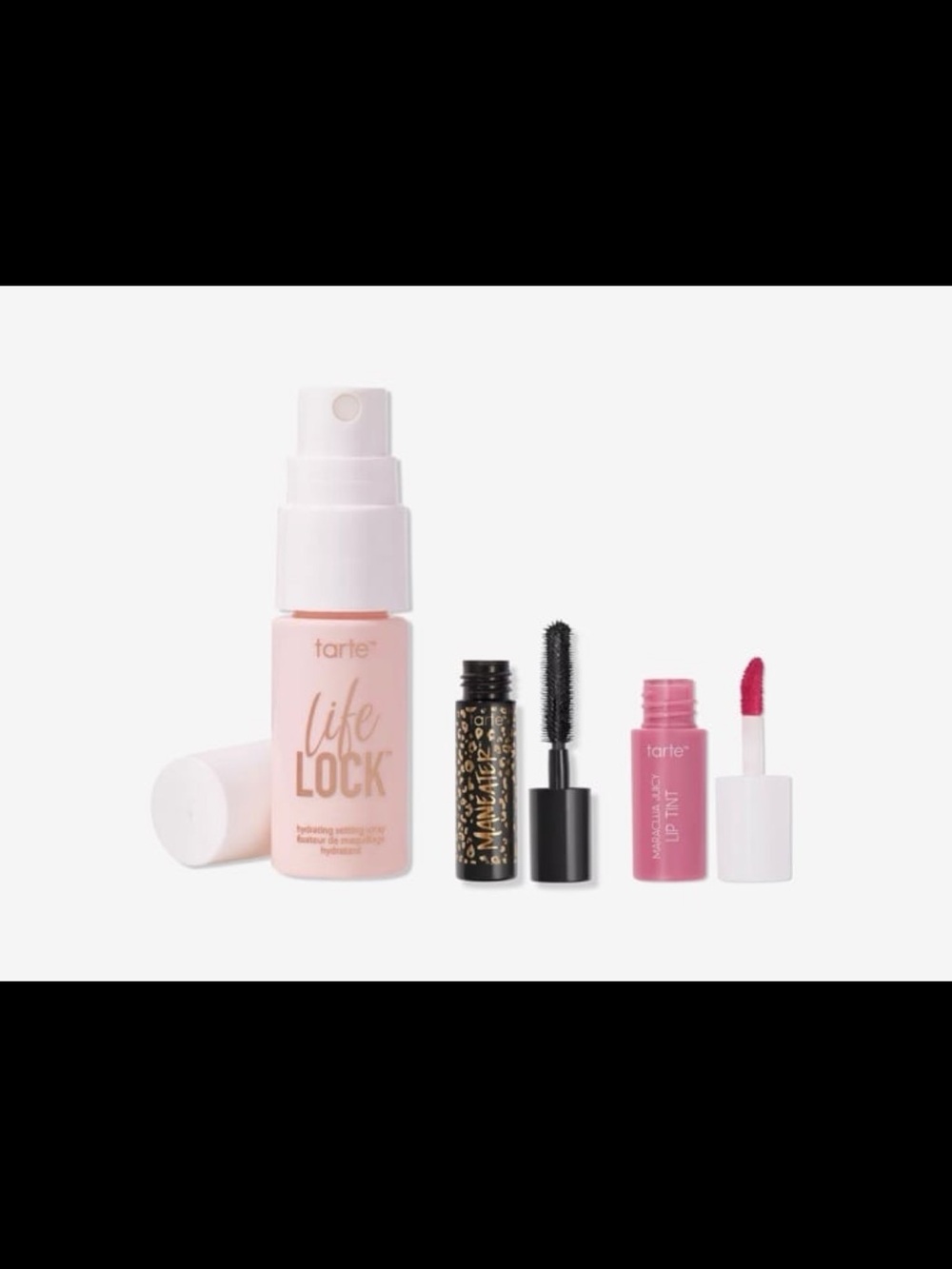 tarte LifeLOCK Setting Spray with Black Mascara & Pink Lip Tint